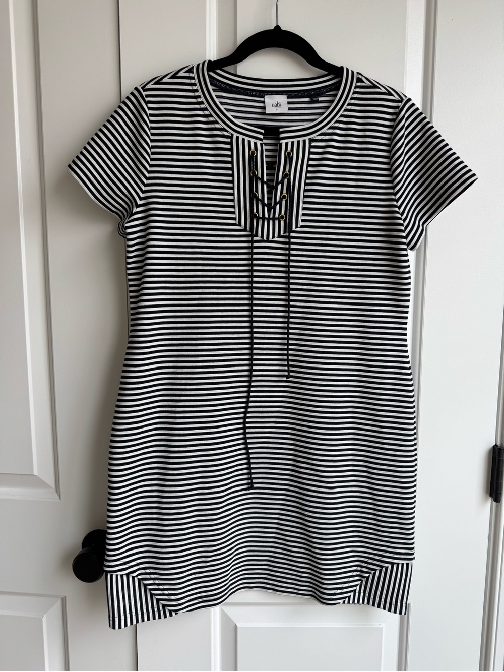 Cabi Nautical Lace-Up Striped Mini Dress S